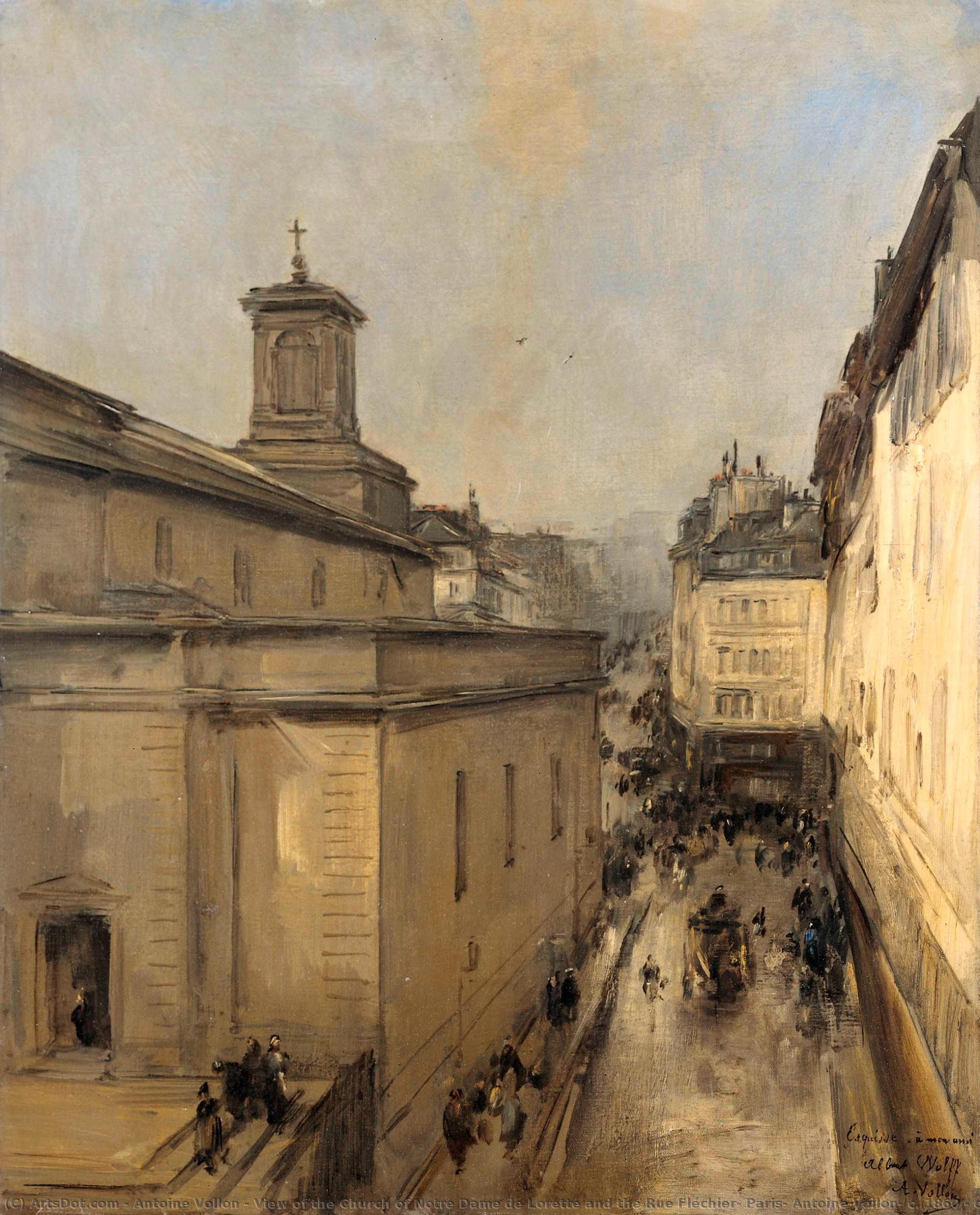 View Of The Church Of Notre Dame De Lorette And The Rue Fléchier, Paris, Antoine Vollon, C. 1860 - C. 1900 — Antoine Vollon