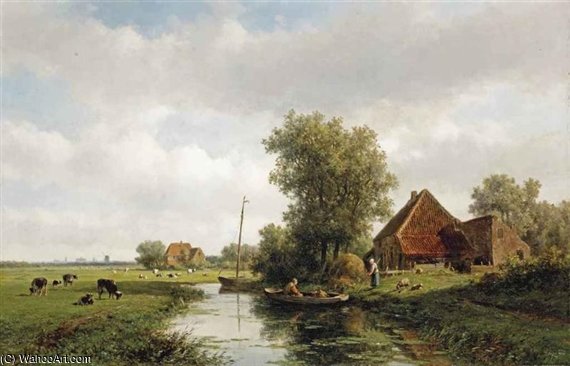 A Polder Landscape With Cattle In A Meadow — Willem Vester