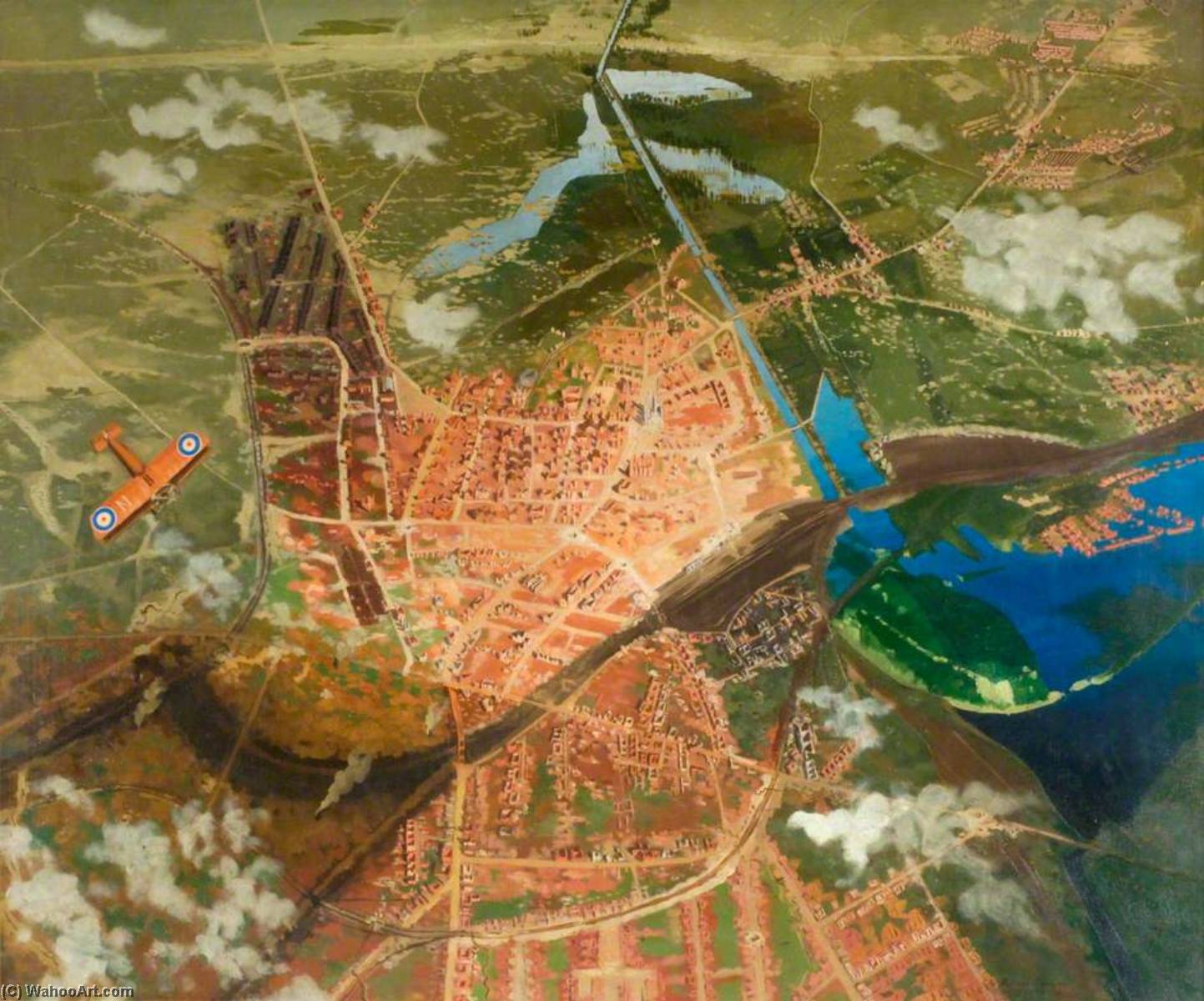An Impression Of Lens, France, Seen From An Aeroplane The Anglo German Front Line — Richard Carline