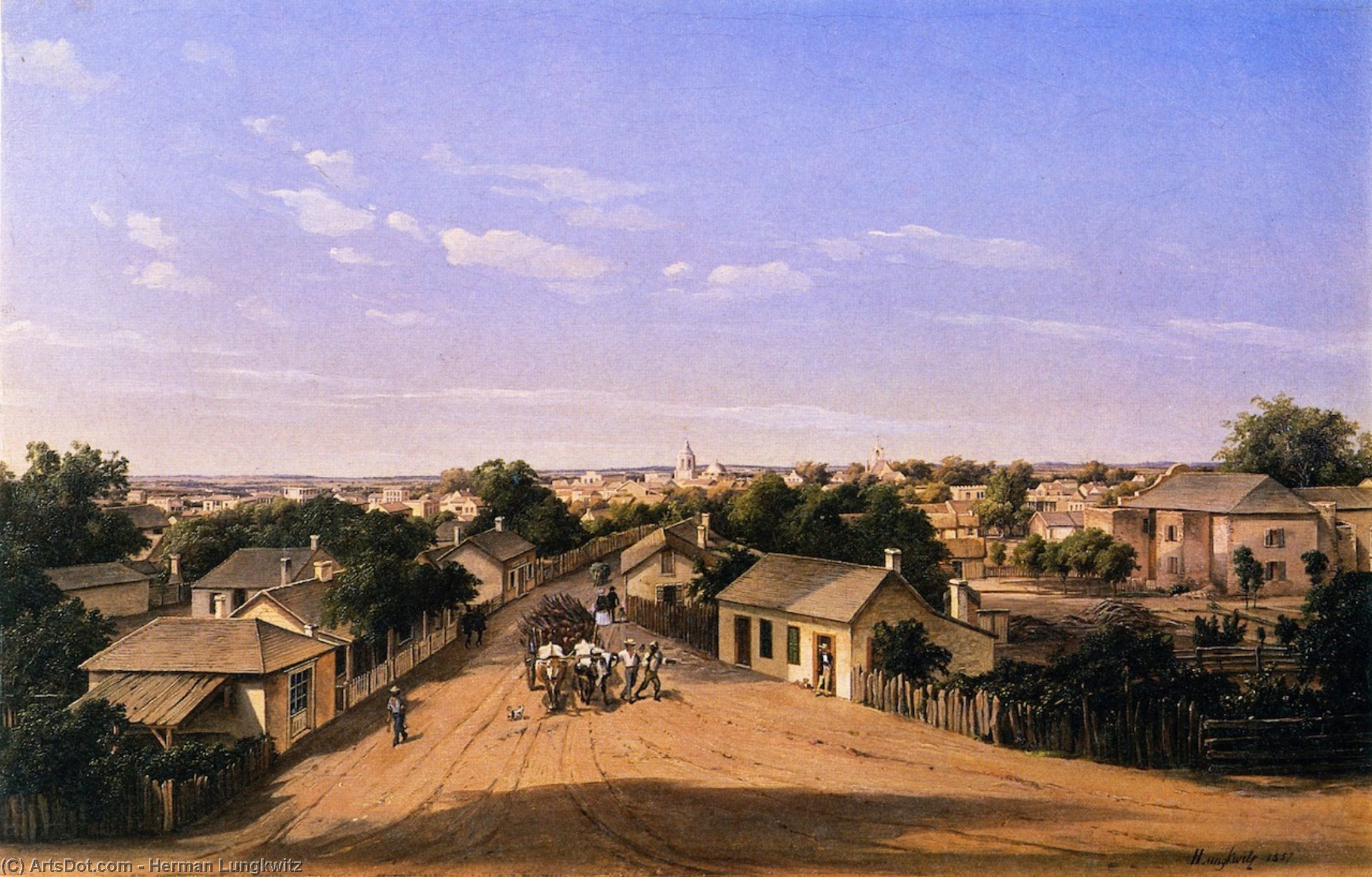 Crockett Street Looking West, San Antonio De Bexar — Herman Lungkwitz