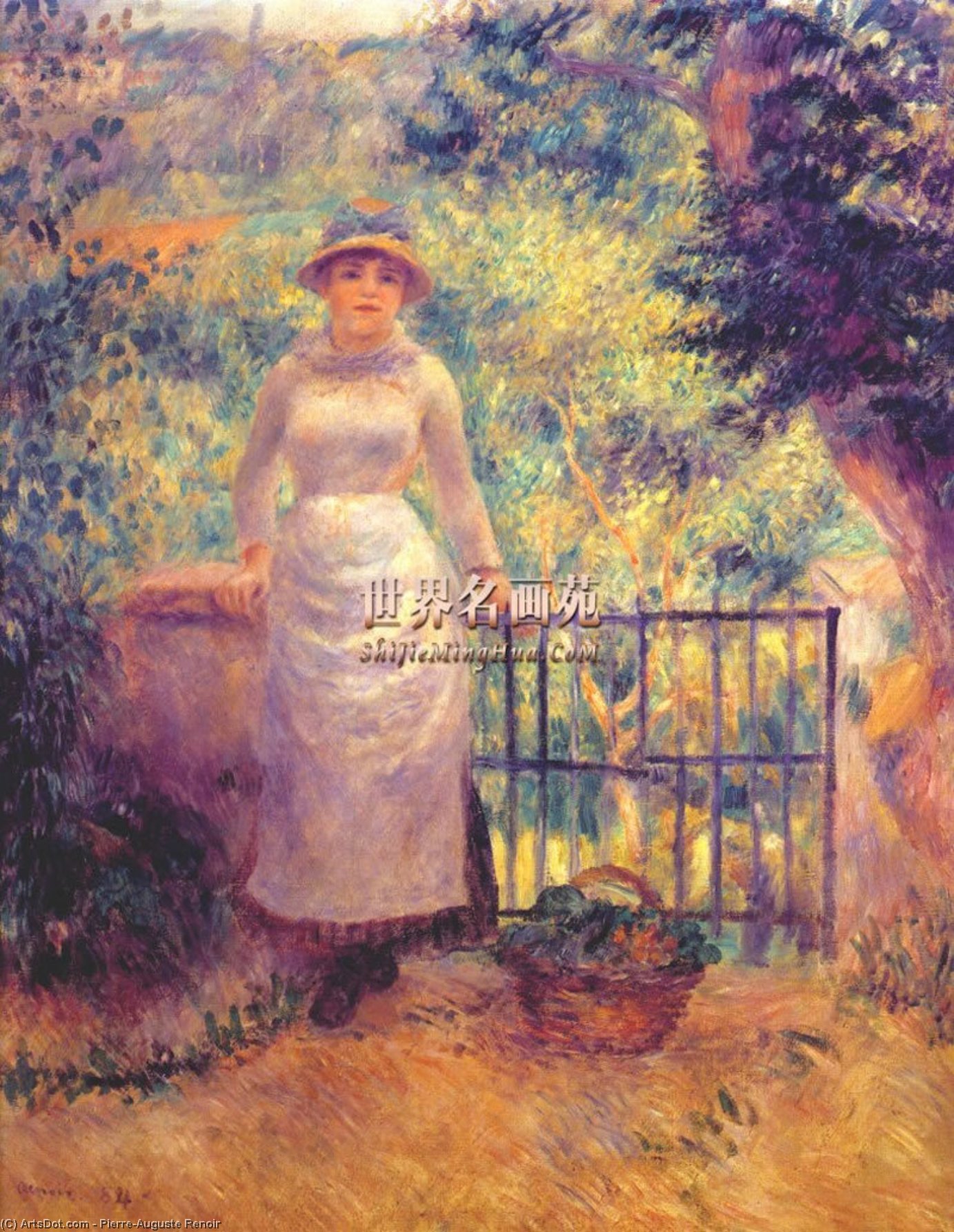 Aline Am Tor (mädchen Im Garten) — Pierre-auguste Renoir