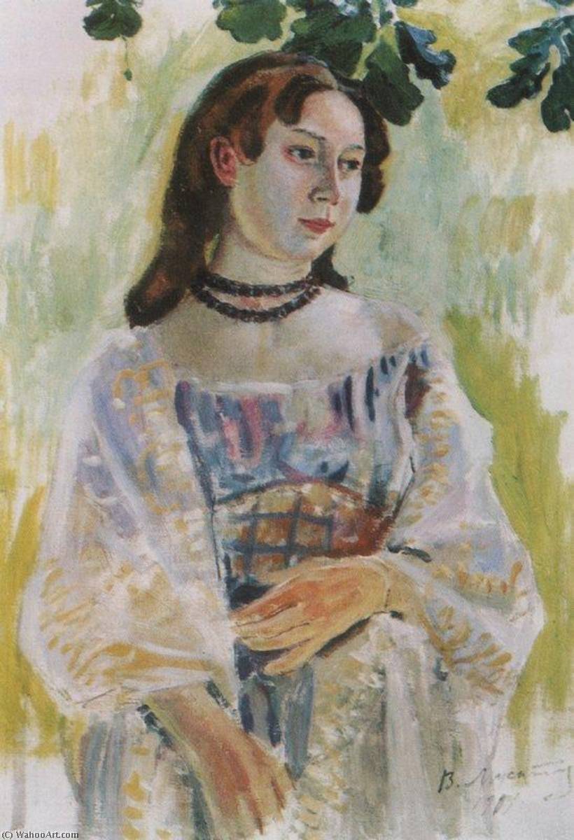 Girl With A Necklace (also Known As Portrait Of Sophia Steblova) — Viktor Elpidiforovich Borisov Musatov