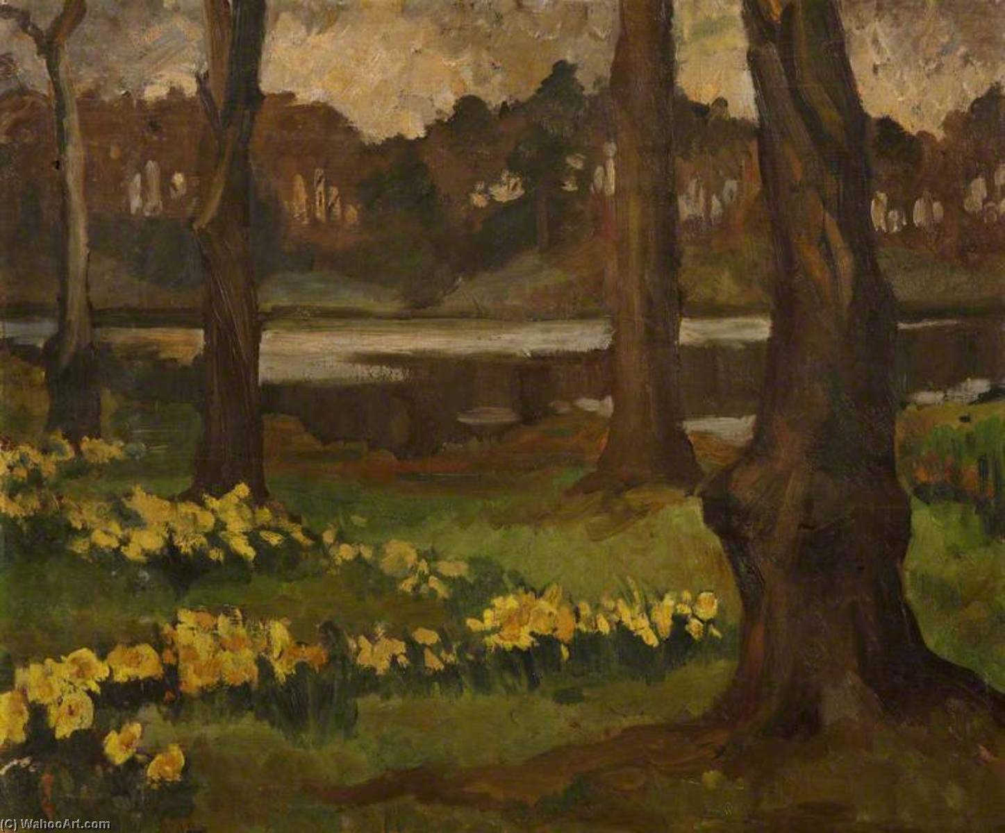 Lakeside Scene With Daffodils (mount Stewart ) — Margaret Frances Anne Vane-tempest-stewart