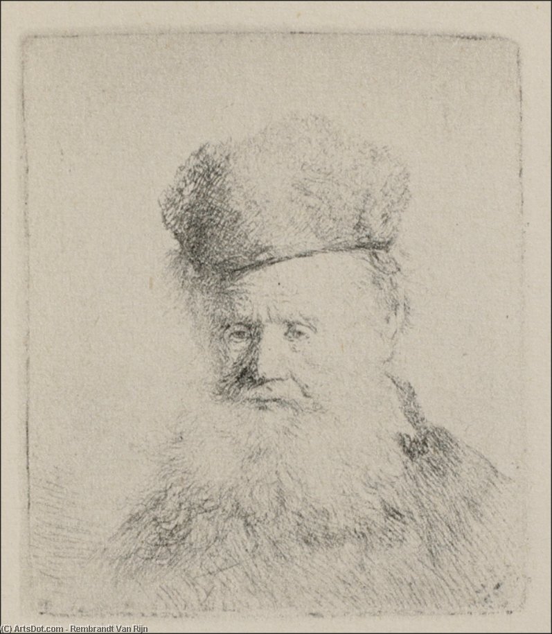 A Man With A Large Beard And A Low Fur Cap — Рембрант