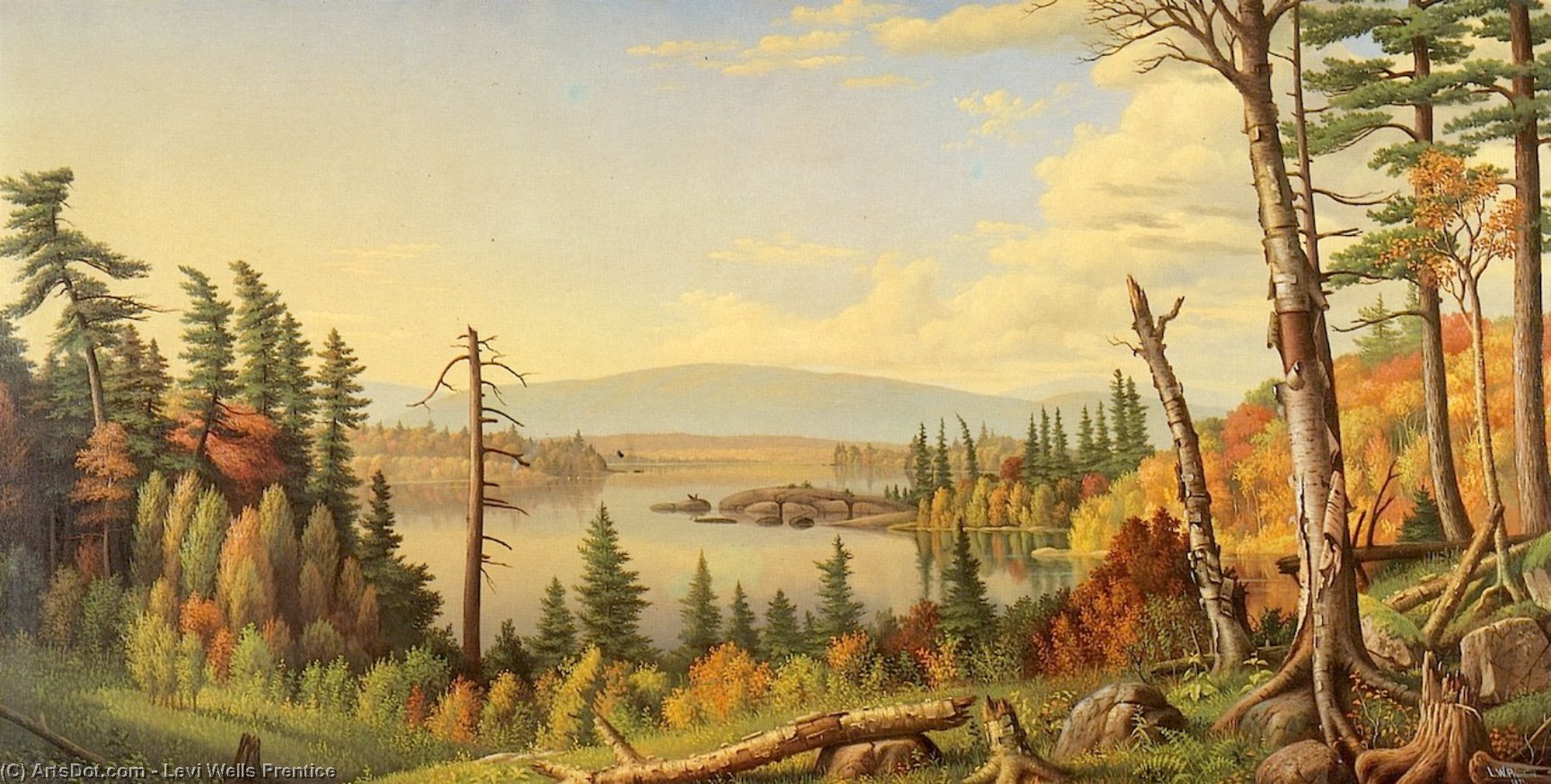 Raquette Lake From Woods Clearing, Adirondacks, N. Y. — Levi Wells Prentice