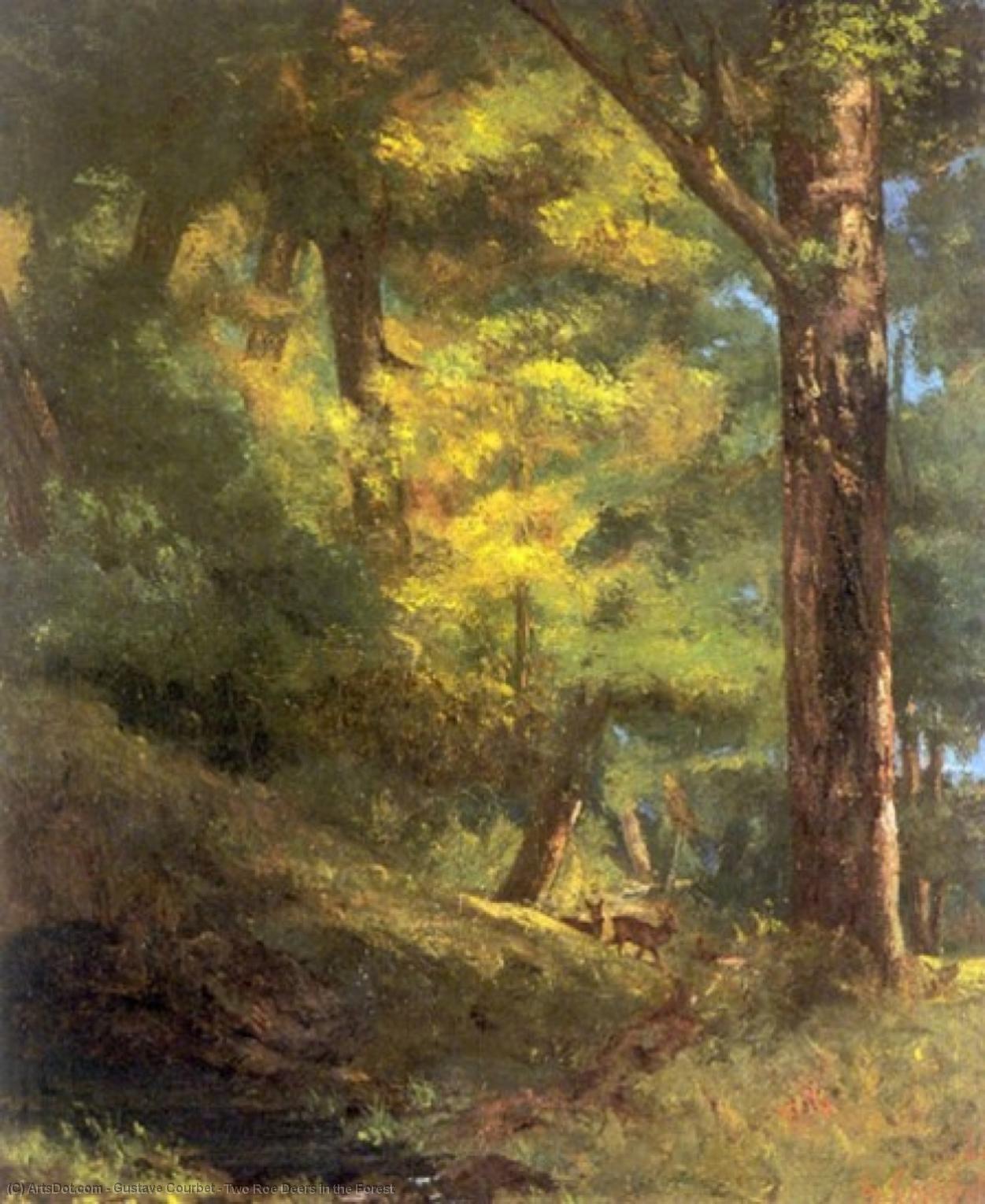 Two Roe Deers In The Forest — Gustave Courbet