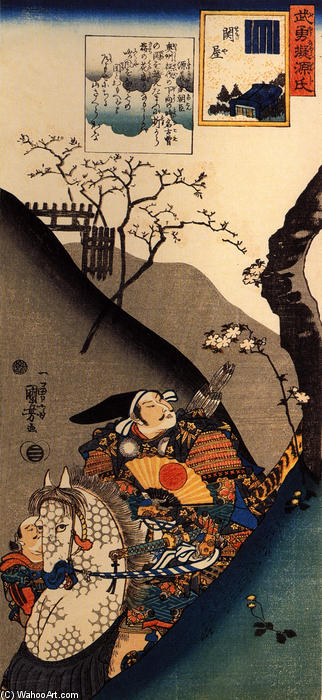 Minamoto Yoshiie At The Nakoso Barrier — Utagawa Kuniyoshi