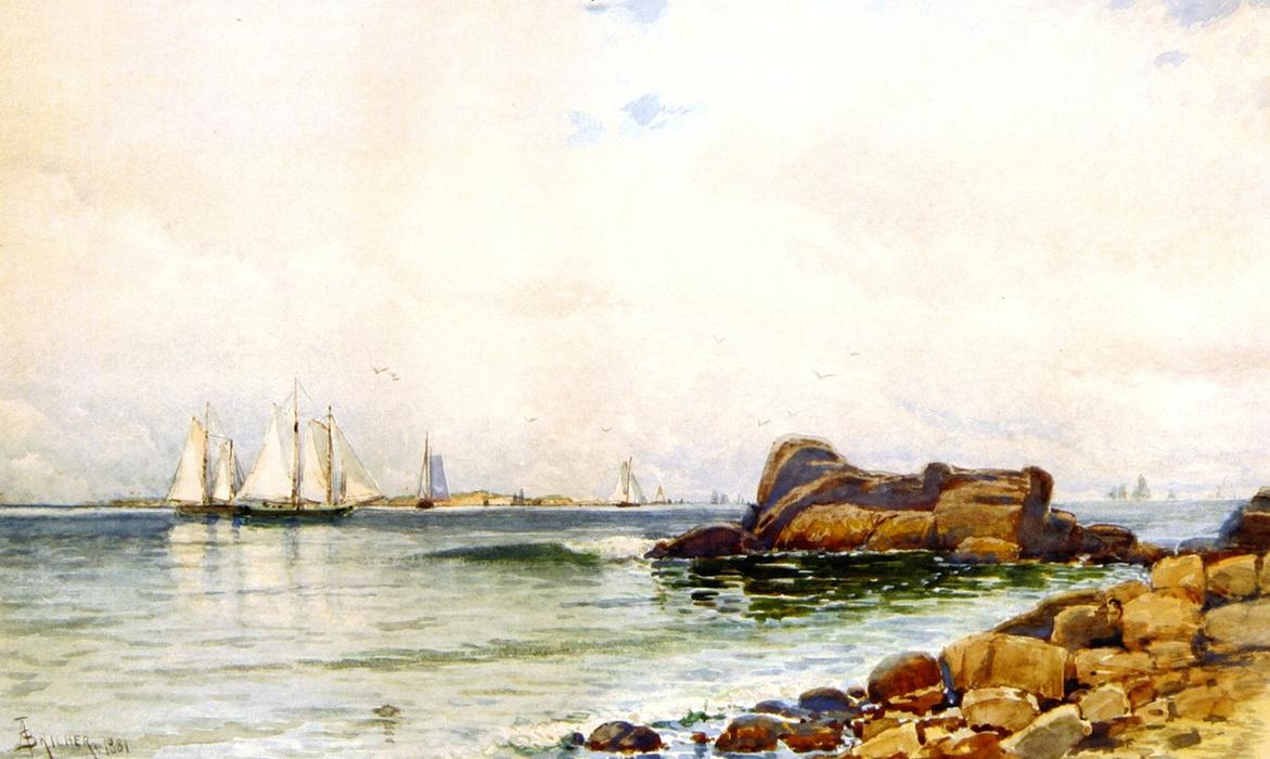 Coastal Rocks With Sailboats — Alfred Thompson Bricher