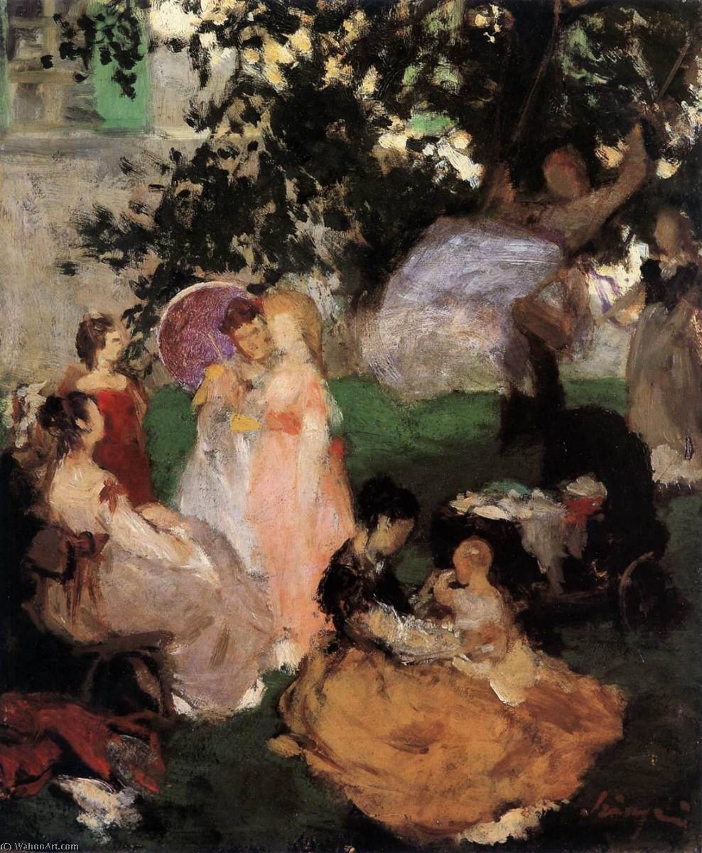 The Swing (vacationers, In The Garden) — Pal Merse Szinyei