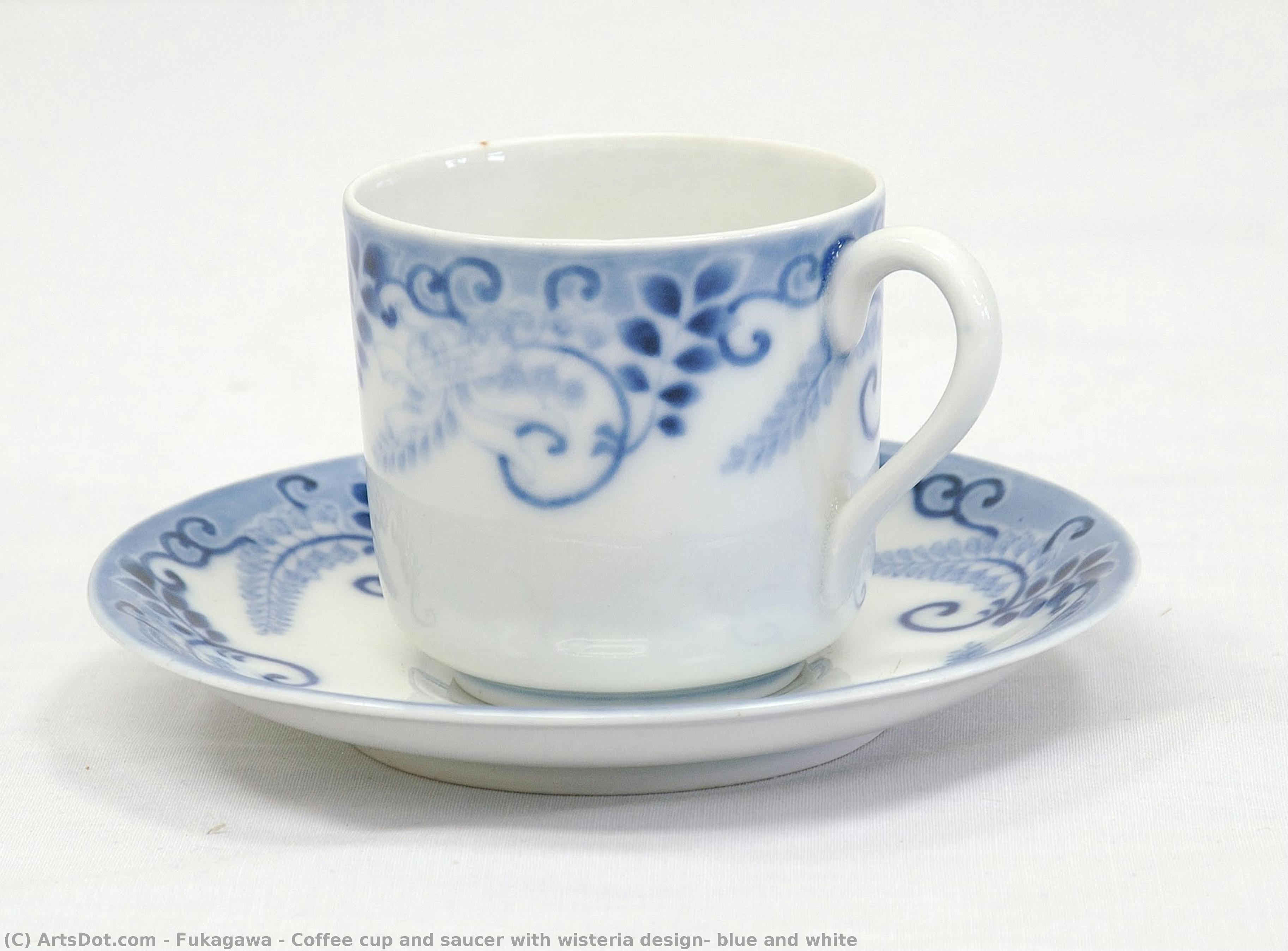 Coffee Cup And Saucer With Wisteria Design, Blue And White — Фукагава