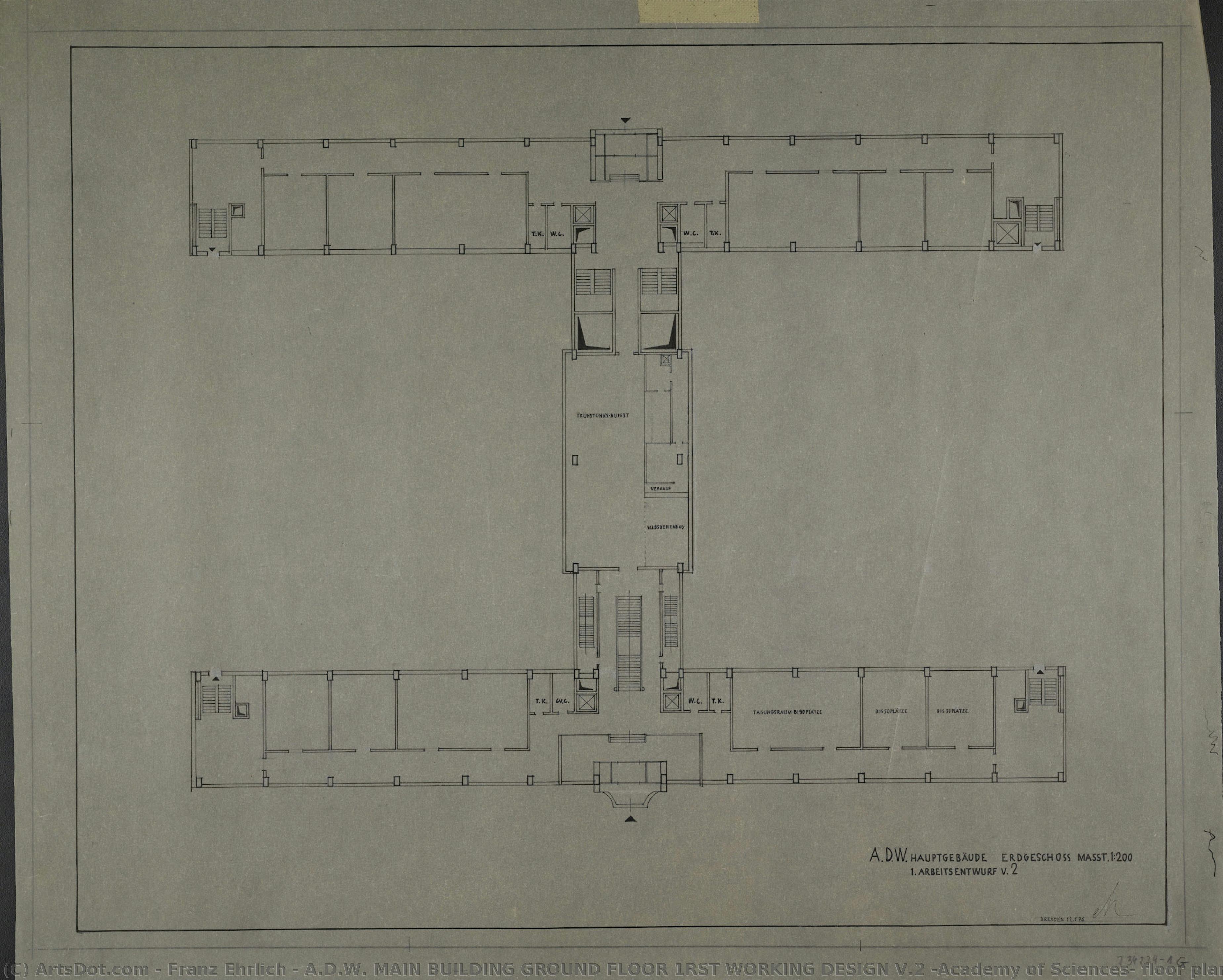 A.d.w. Main Building Ground Floor 1rst Working Design V.2 (academy Of Sciences, Floor Plan) — Franz Ehrlich