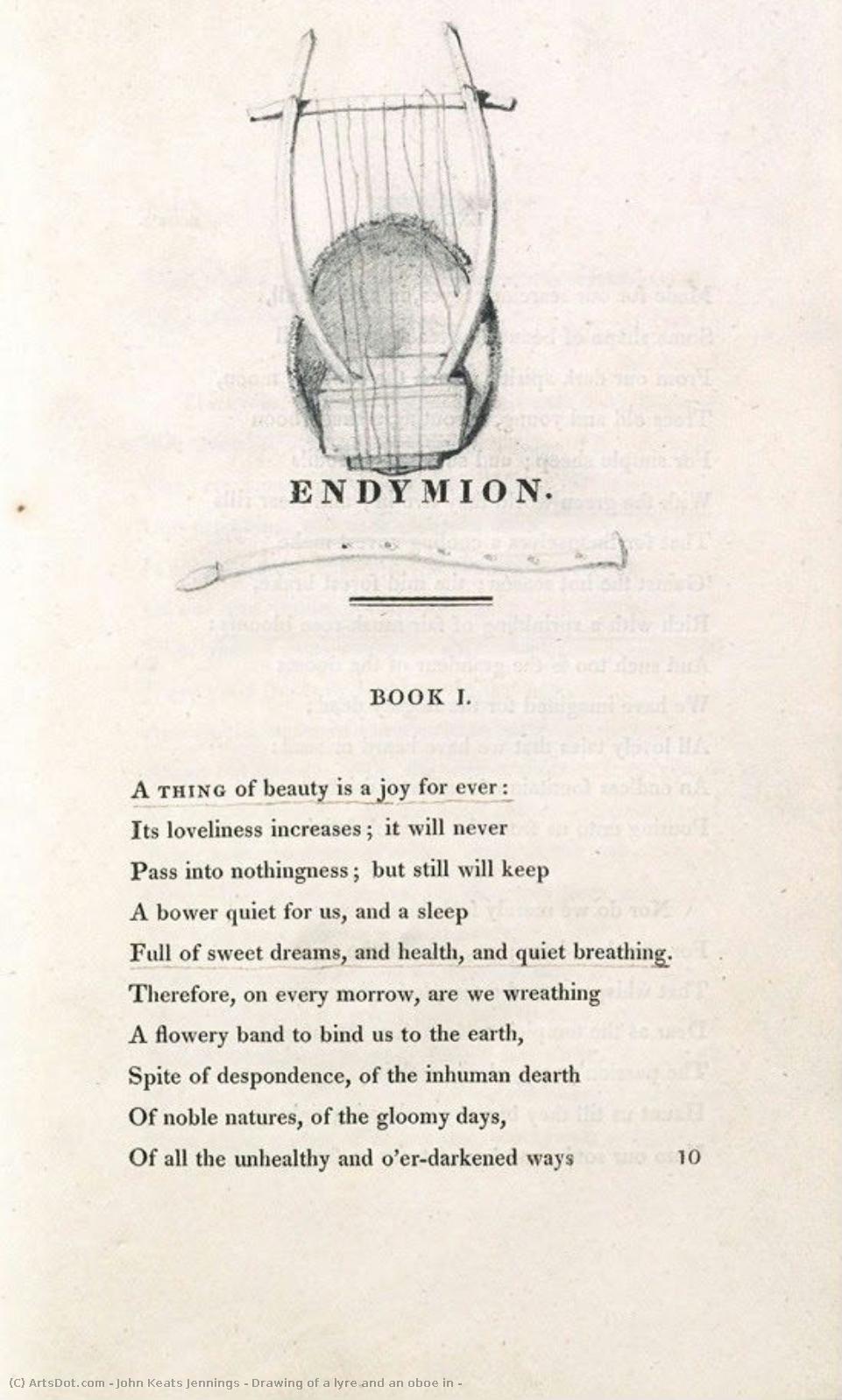 Drawing Of A Lyre And An Oboe In — John Keats Jennings