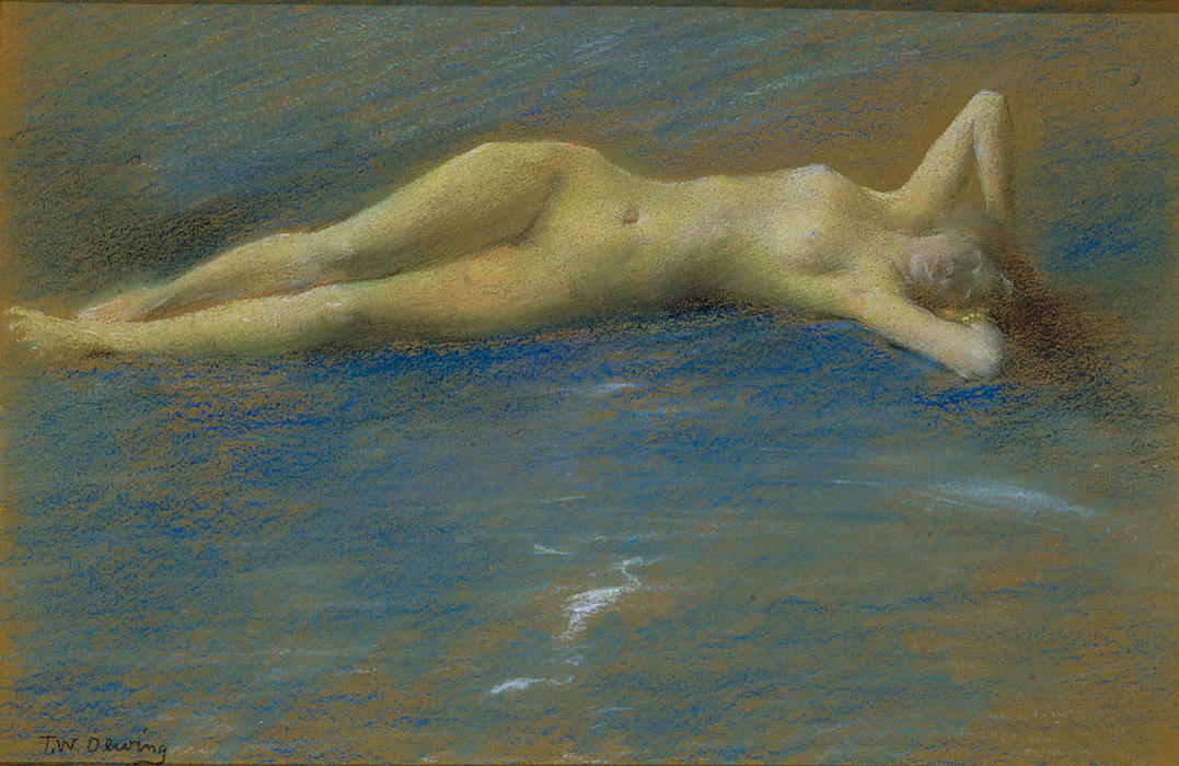 Reclining Nude Figure Of A Girl — Thomas Wilmer Dewing