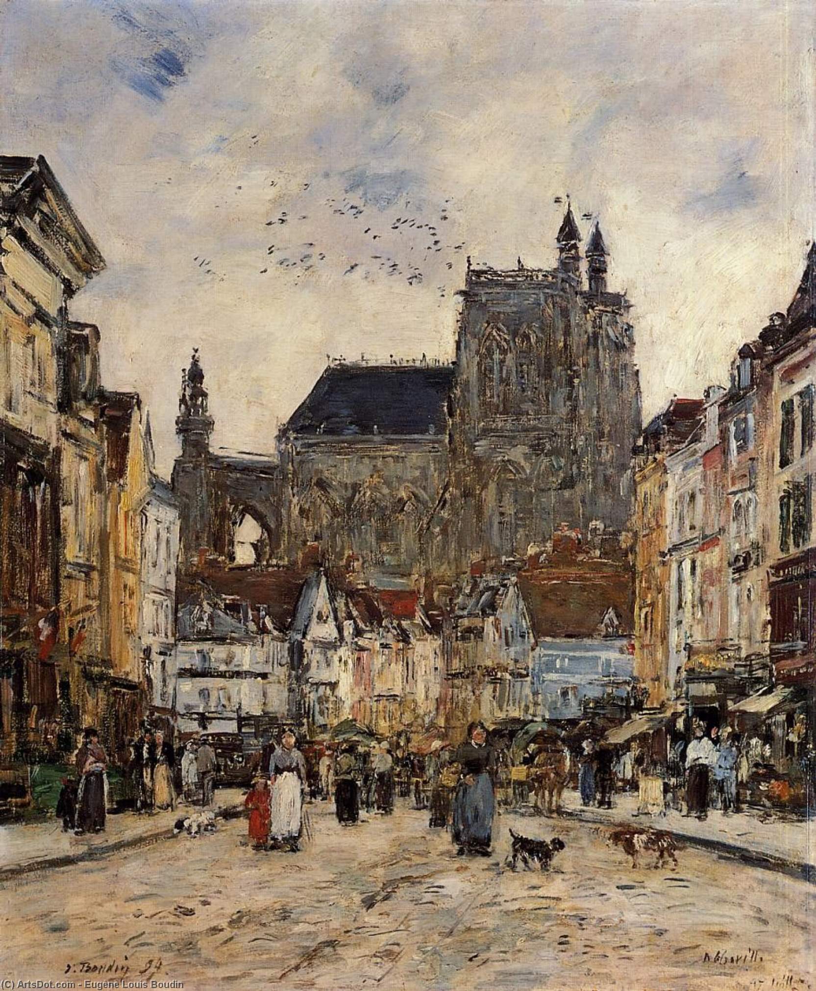 Abbeville, Street And The Church Of Saint-vulfran — Eugène Louis Boudin