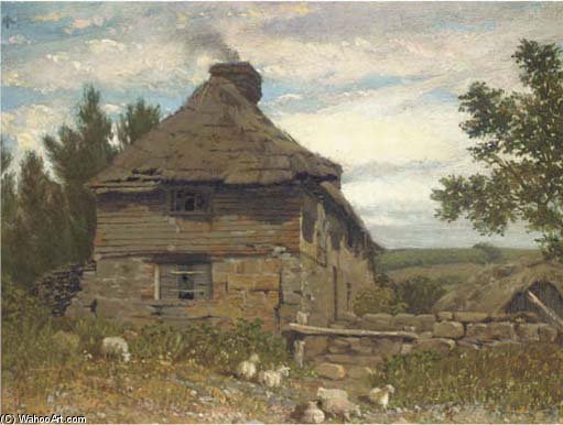 Figures By A Cottage; And A Cottage In A Landscape — William Linton