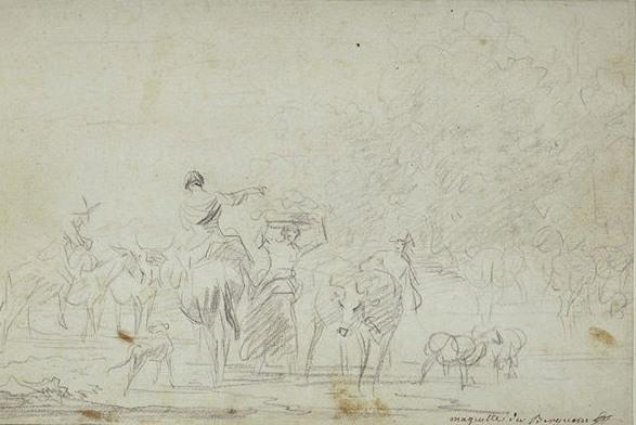 Characters And Animals From A Ford — Nicolaes Pietersz Berchem