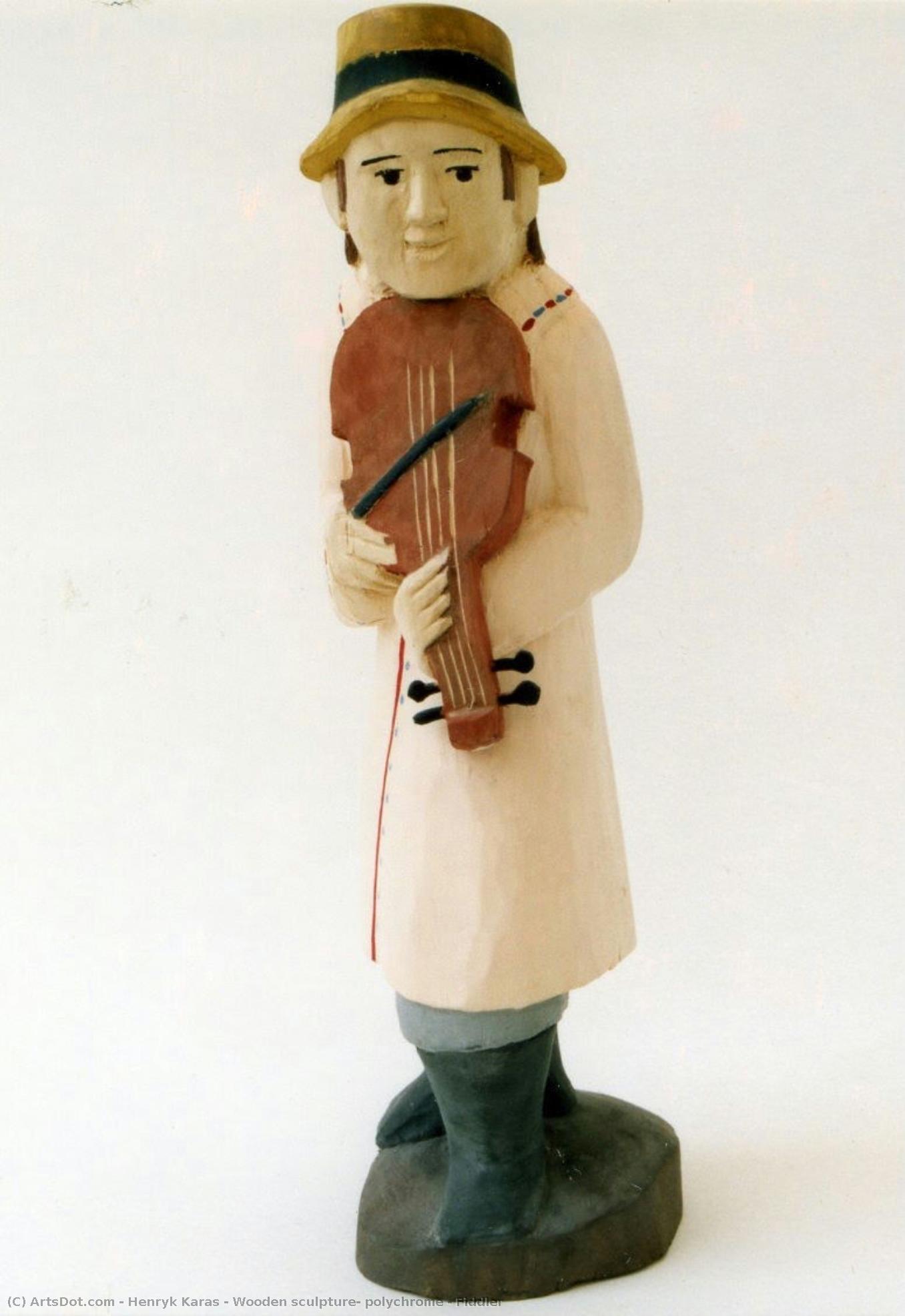 Wooden Sculpture, Polychrome - Fiddler — Henryk Karas