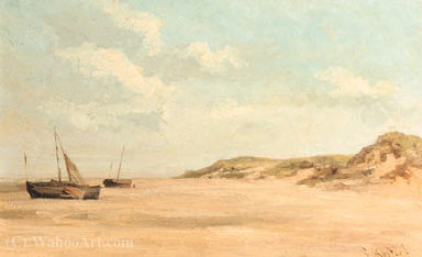 Beached Fishing-boats On A Deserted Beach — Everhardus Koster