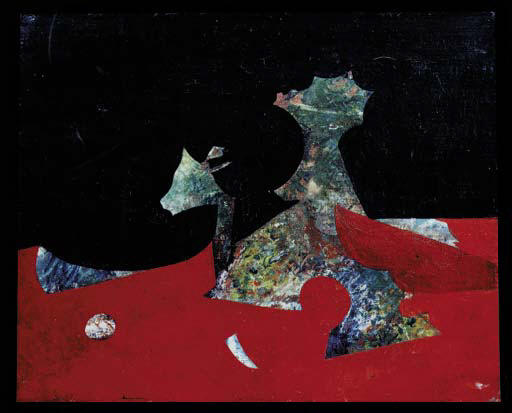 Muschelblumen Auf Schwarzem Und Rotem Grund — Max Ernst