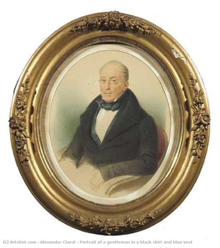 Portrait Of A Gentleman In A Black Skirt And Blue Vest — Alexander Clarot