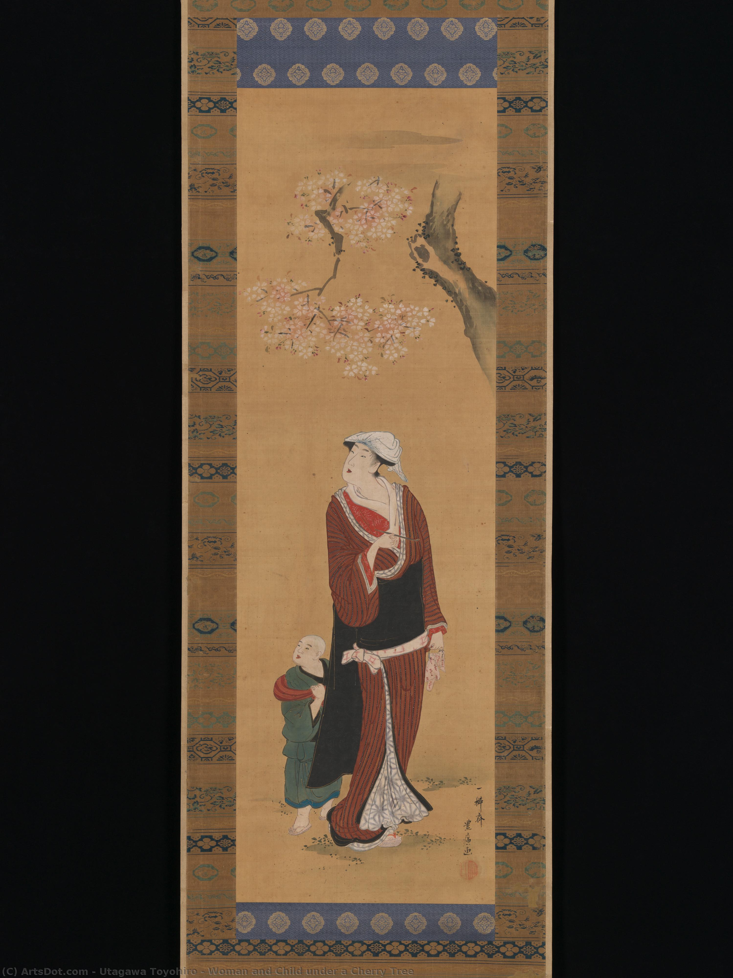 Woman And Child Under A Cherry Tree — Utađgawa Tojihiro