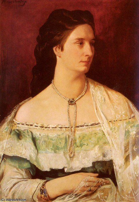 Portrait Of A Lady Wearing A Pearl Necklace — Anselm Friedrich Feuerbach