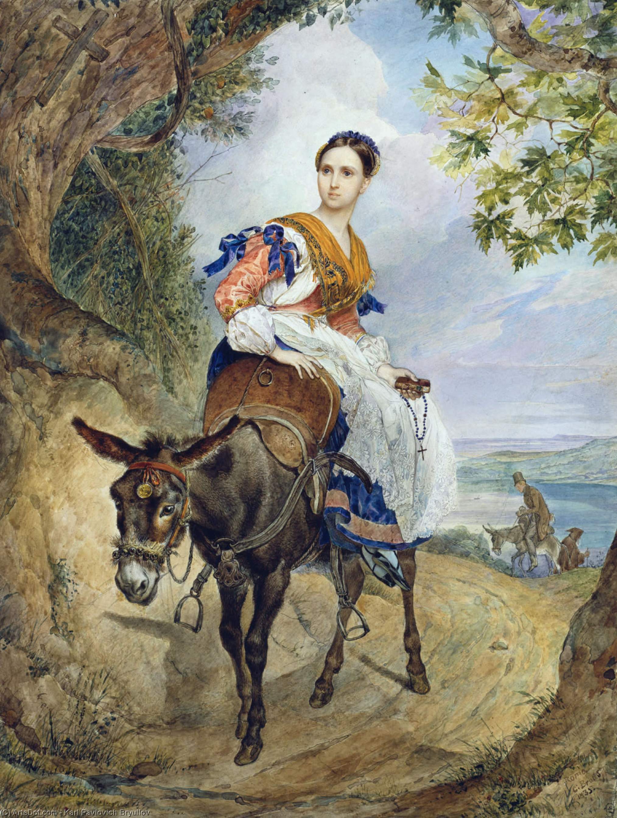 Portrait Of O. P. Ferzen On A Donkeyback — Karl Pavlovich Bryullov