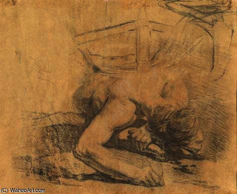 Man Reclining On The Ground And The Corner Of A Bed — Jean Baptiste Deshays De Colleville