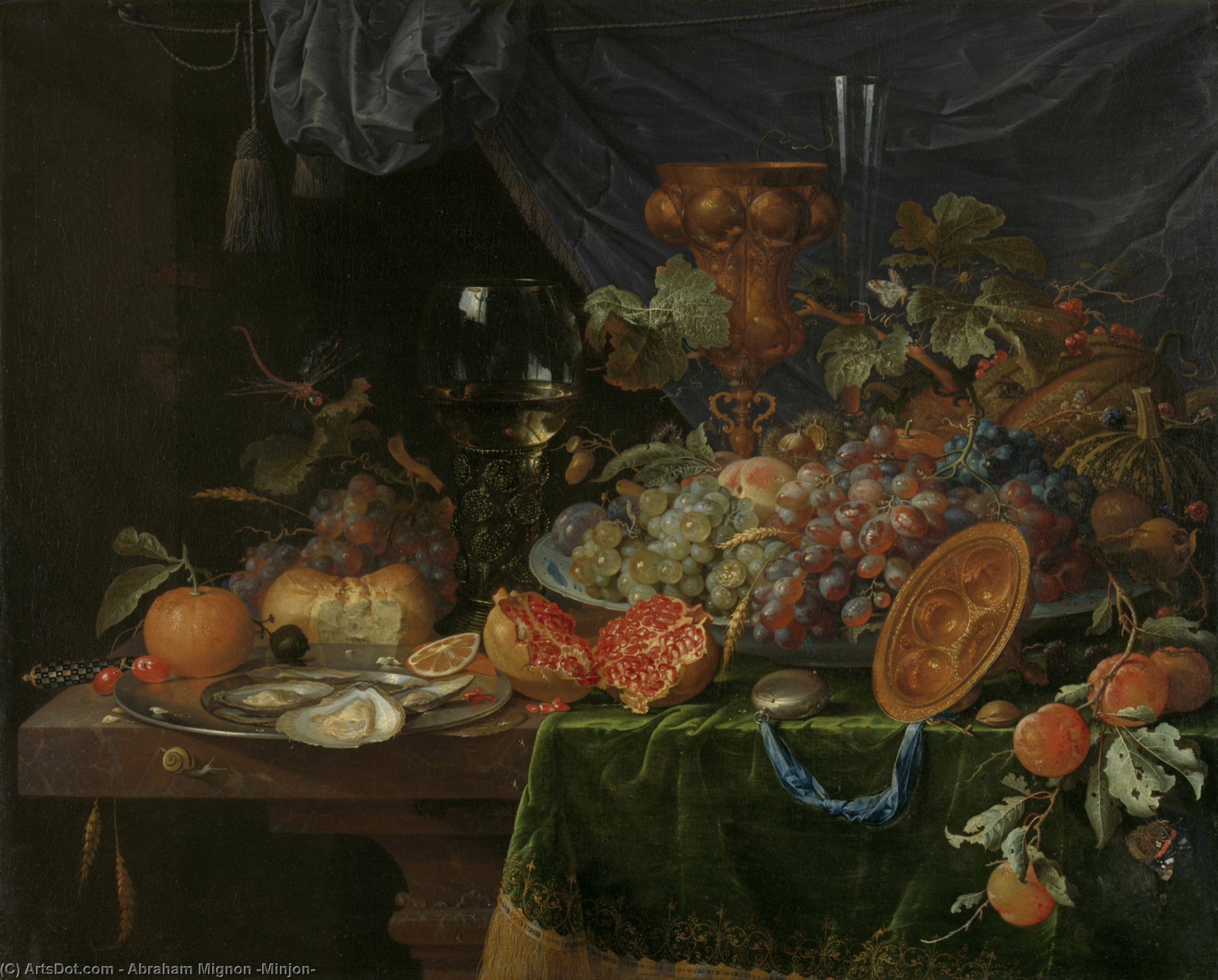 Still Life With Fruits And Oysters — Abraham Mignon (minjon)