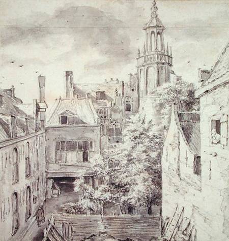 View Of The Courtyard Of The House Of The Archers Of The St. Sebastian Guild On The Singel In Amster — Jacob Isaackszoon Van Ruisdael