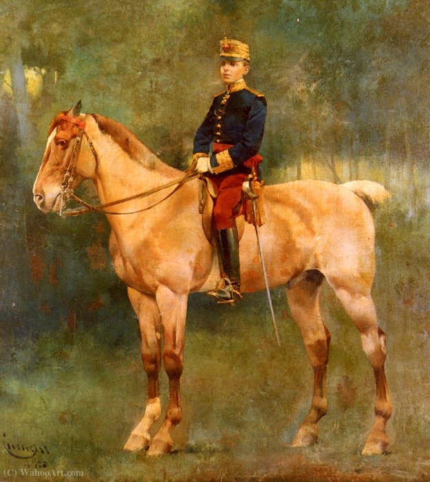A Portrait Of Alfonso Iii On Horseback — José Cusachs Y Cusachs