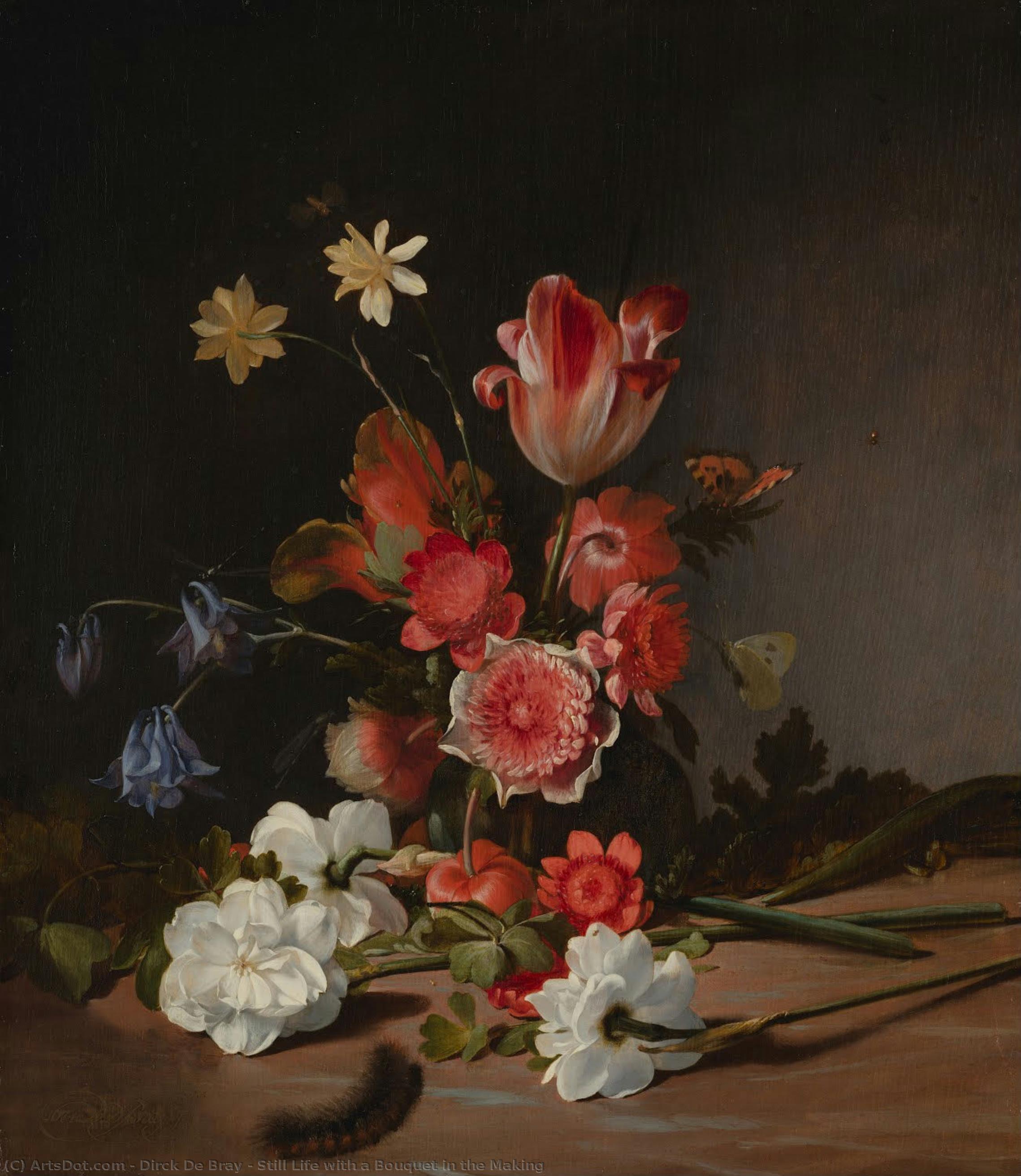 Still Life Mit Einem Blütenkranz Im Werken — Dirck De Bray