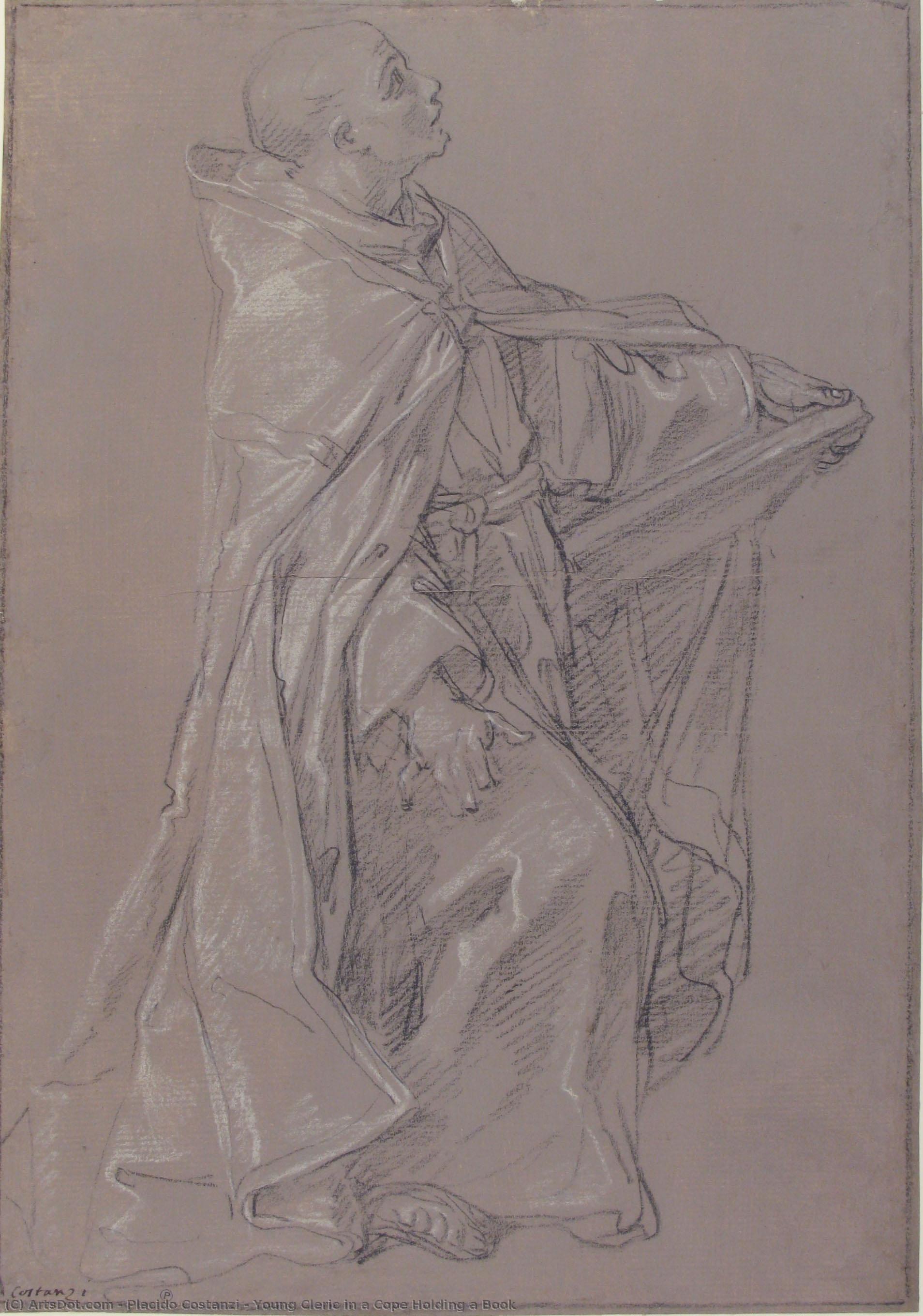 Young Cleric In A Cope Holding A Book — Placido Costanzi
