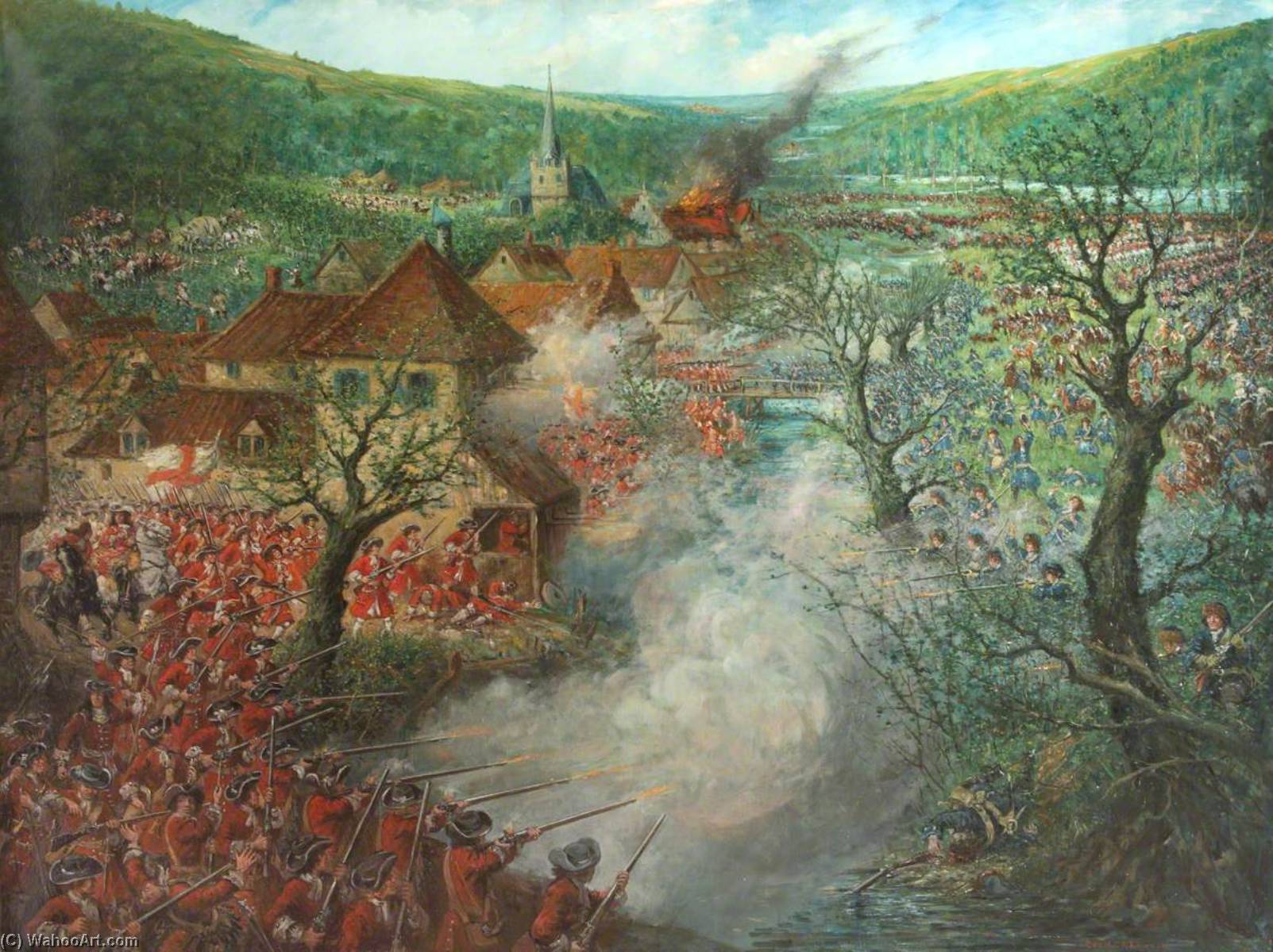 Battle Scene Outside A Town — Cecil Gordon Lawson
