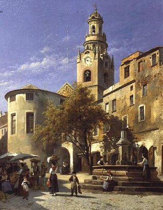 Continental Street Scene — Jacques François Carabain