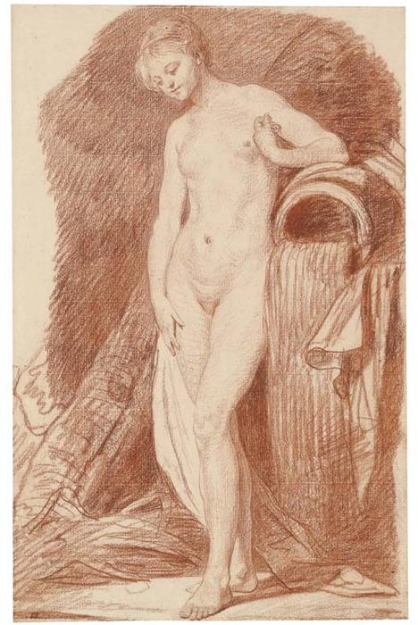 A Nude Woman Standing By An Urn — Jean-baptiste Greuze