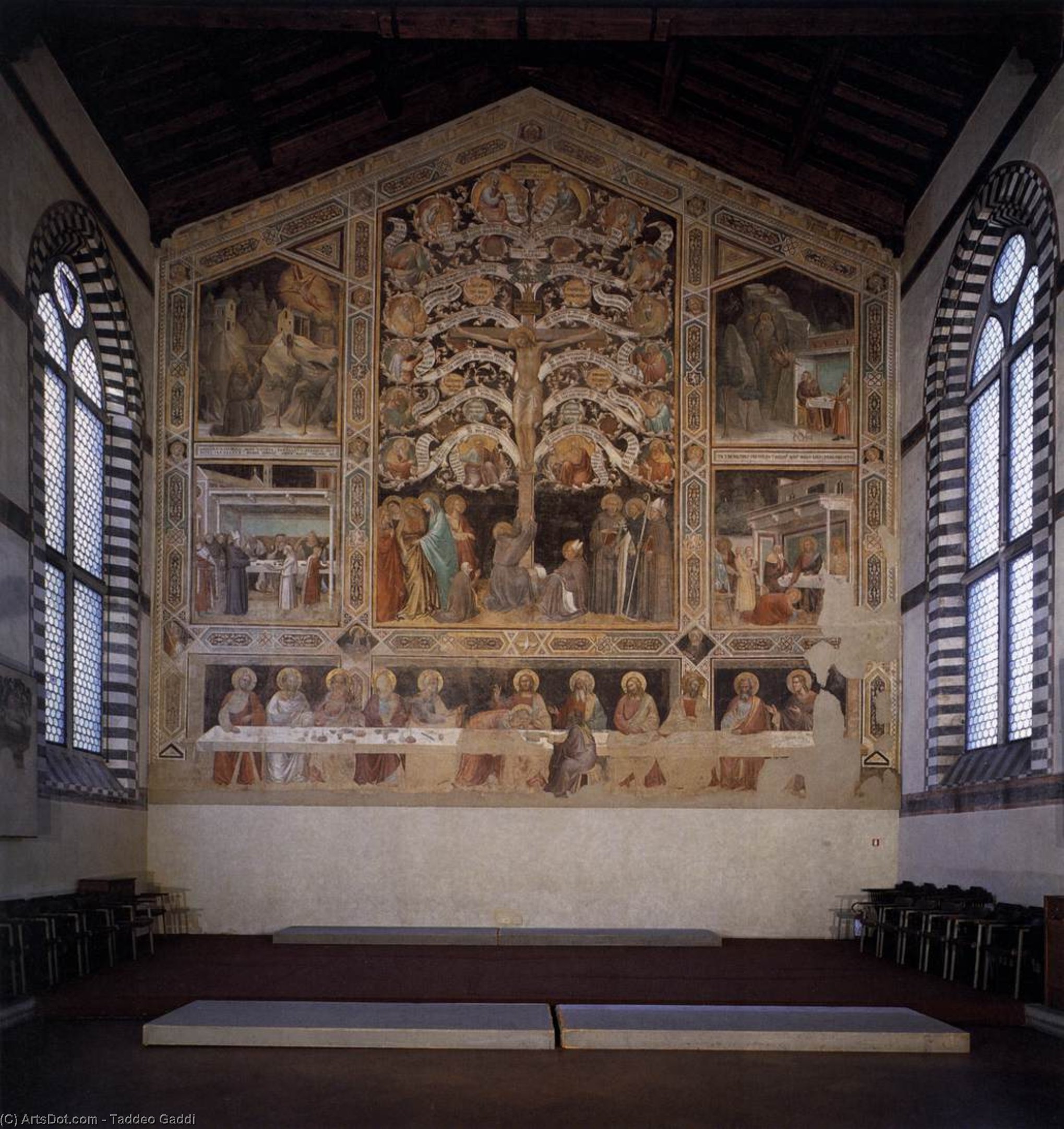 Santa Croce - Last Supper, Tree Of Life And Four Miracle Scenes — Taddeo Gaddi