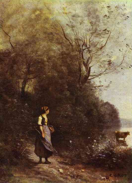 Peasant Woman With A Cow — Jean-baptiste-camille Corot