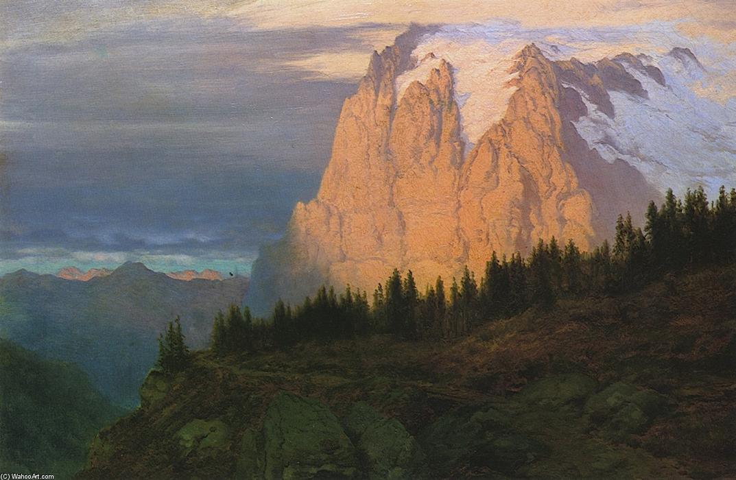 Sunset On The Wetterhorn, Switzerland — Louis Remy Mignot