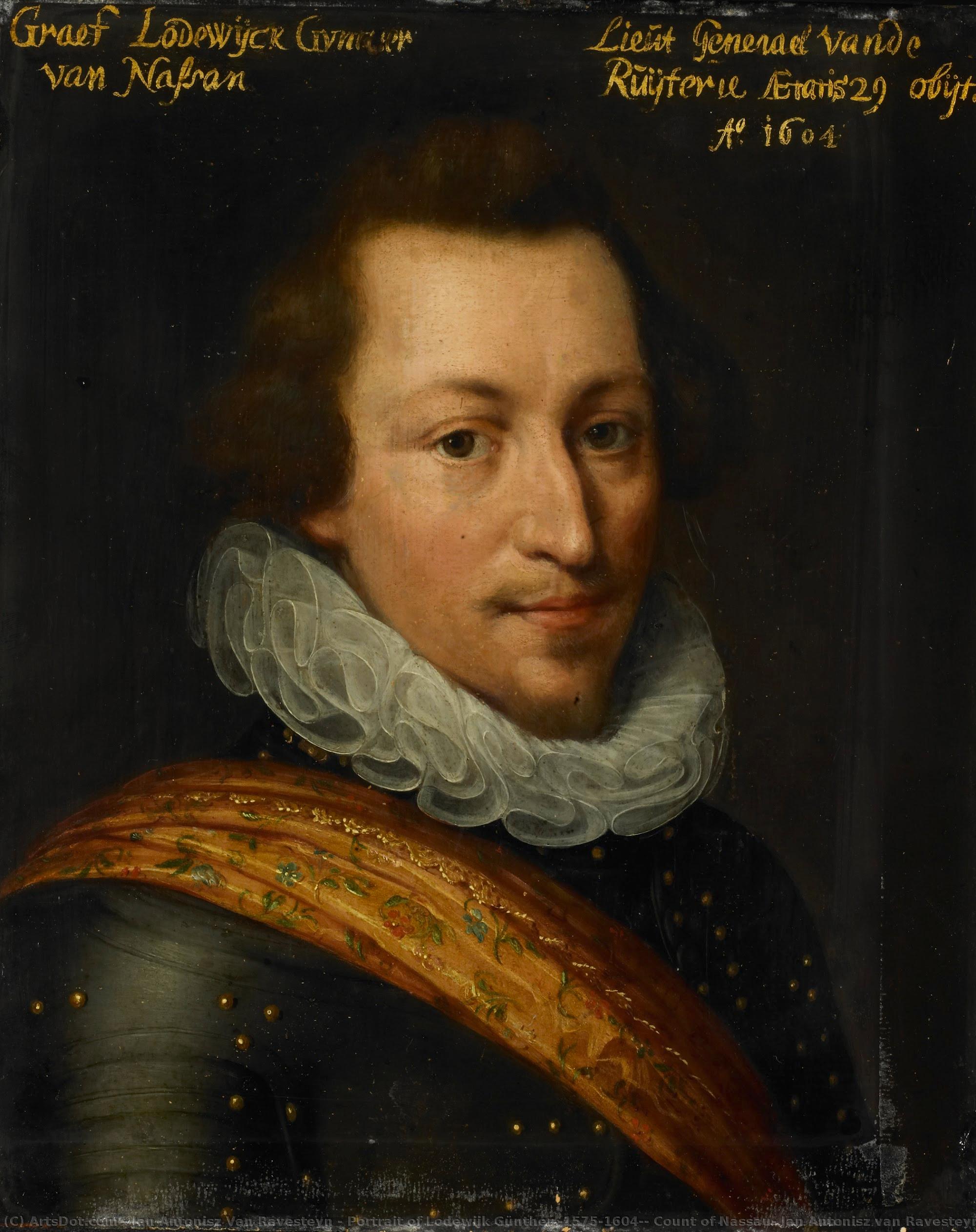 Portrait Of Lodewijk Günther (1575-1604), Count Of Nassau, Jan Antonisz Van Ravesteyn (workshop Of), C. 1609 - C. 1633 — Jan Antonisz Van Ravesteyn