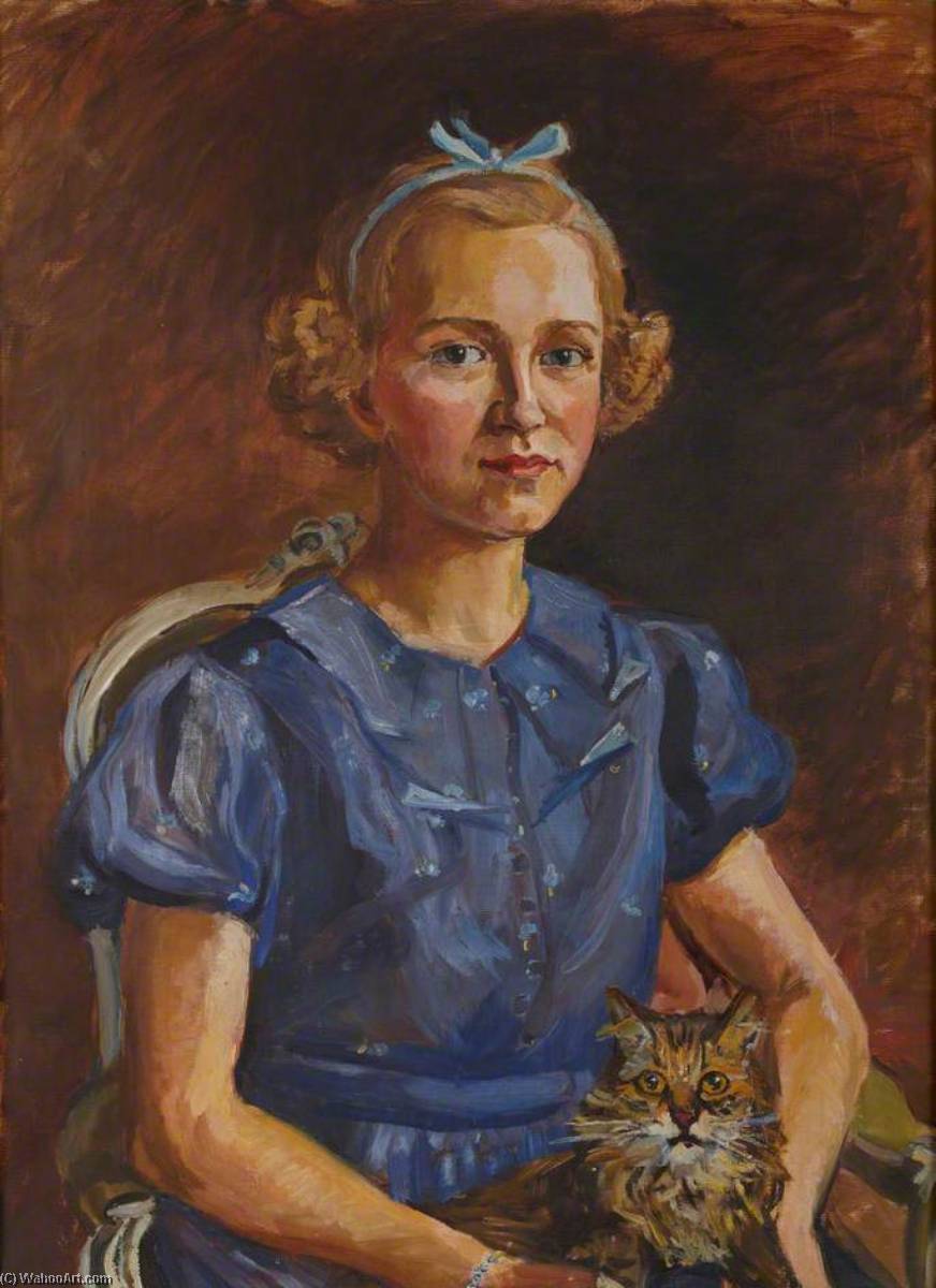 Girl With A Cat (lady Rozelle) — Marie-louise Roosevelt Pierrepont
