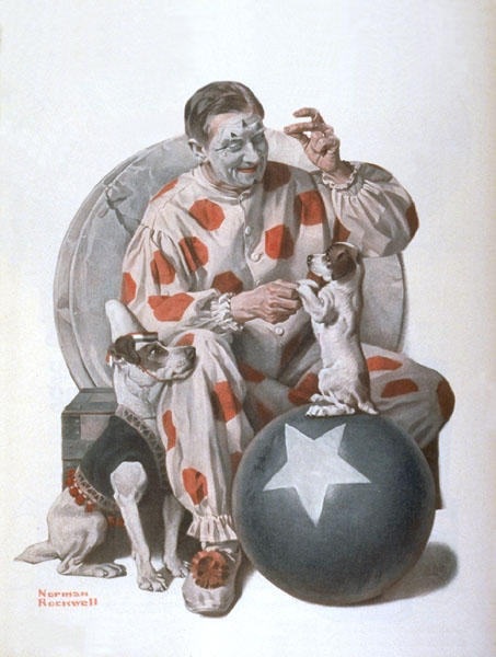 Clown Training Dogs — Norman Rockwell