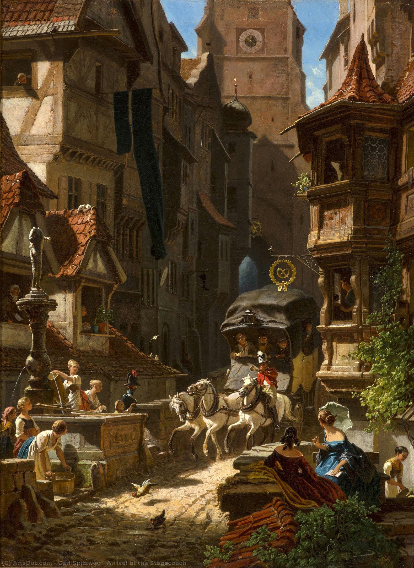 Arrival Of The Stagecoach — Carl Spitzweg