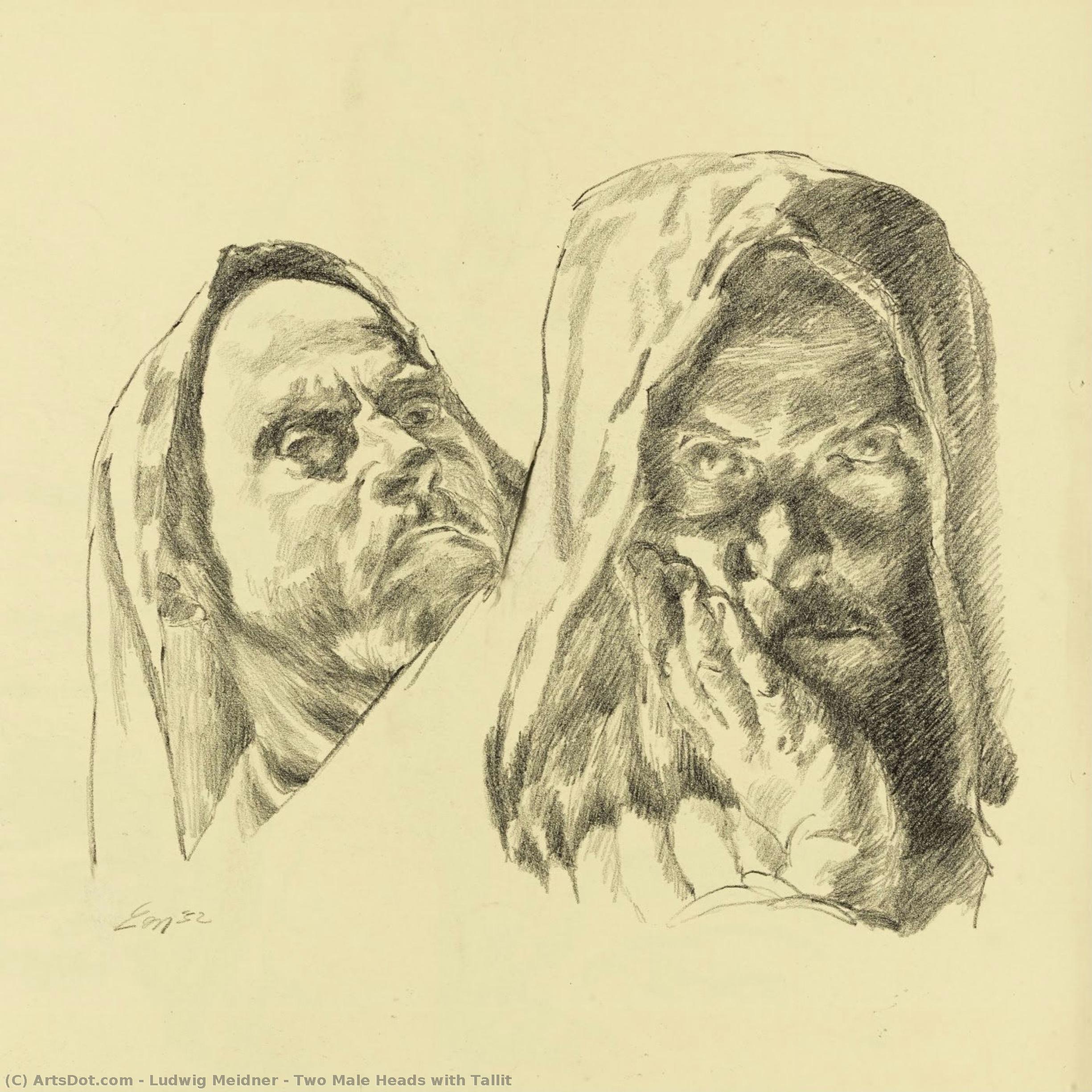 Two Male Heads With Tallit — Ludwig Meidner