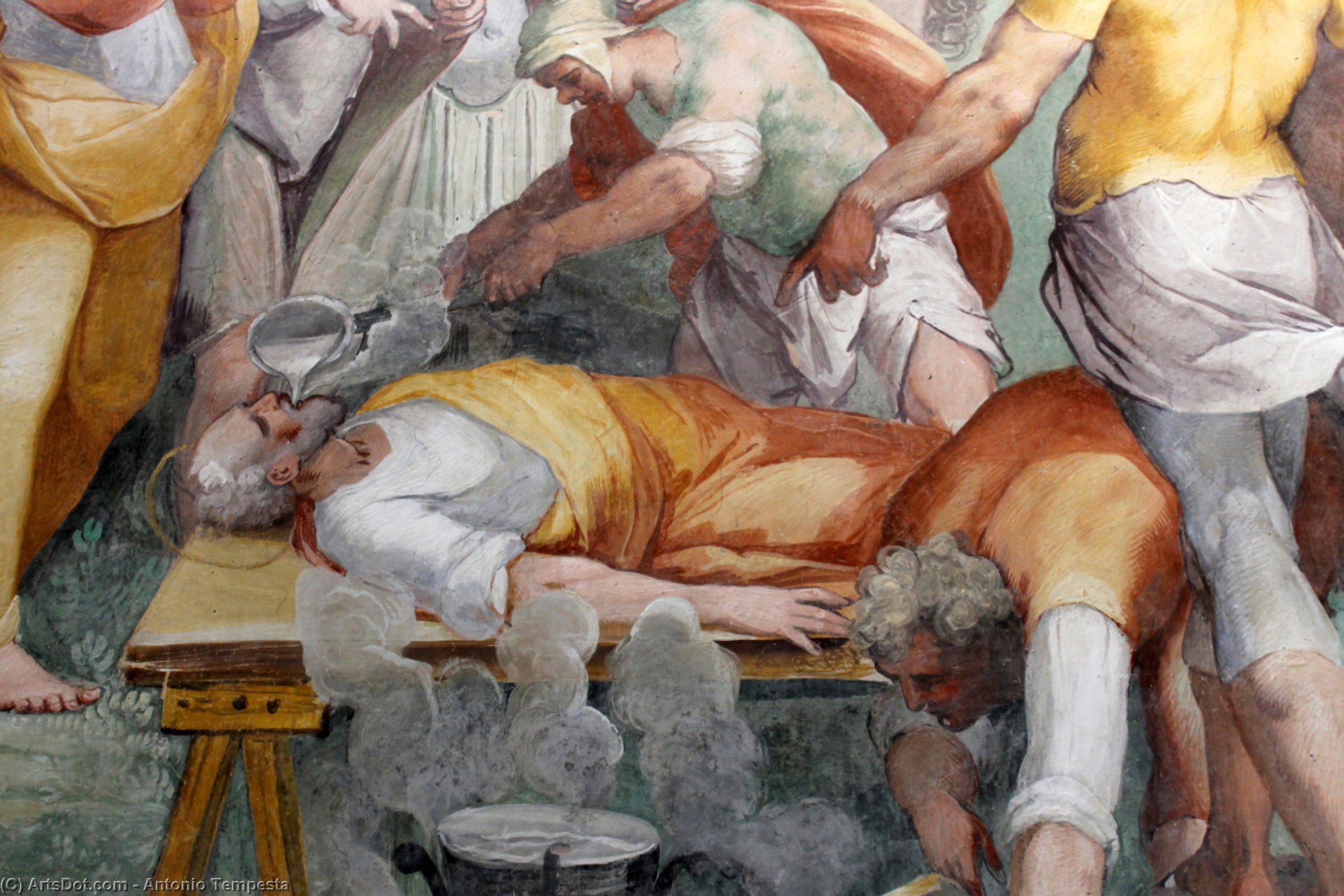 Fresco Of The Martyrdom Of Saint Primus, Who Is Being Forced To Swallow Molten Lead (circignani And Tempesta). In The Church Of Santo Stefano Rotondo, Rome. — Antonio Tempesta