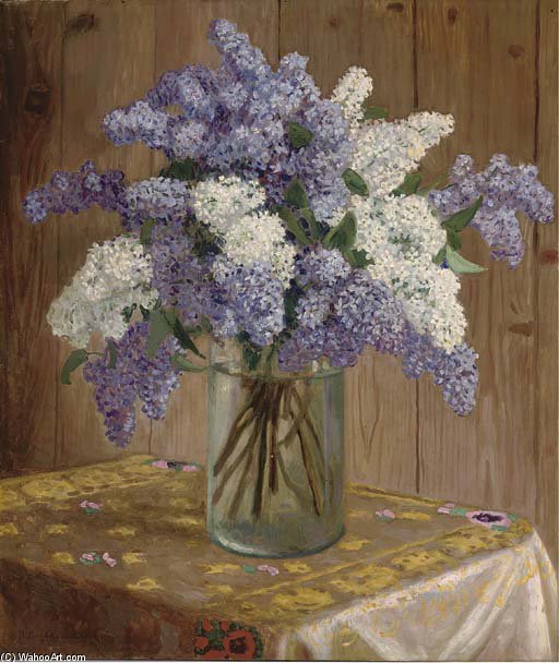 Purple And White Lilacs In A Glass Vase — Nikolai Petrovich Bogdanov Belsky