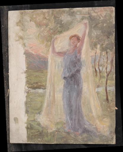 Femme Au Voile En Robe Bleue — Valentine Reyre