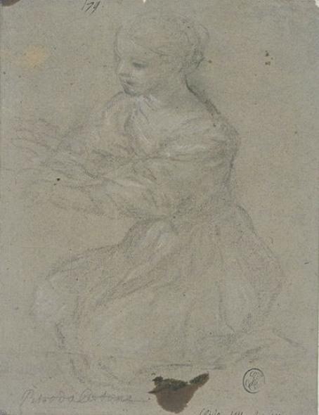 Young Girl On Her Knees, To Three Quarts, Turned To The Left — Pietro Da Cortona