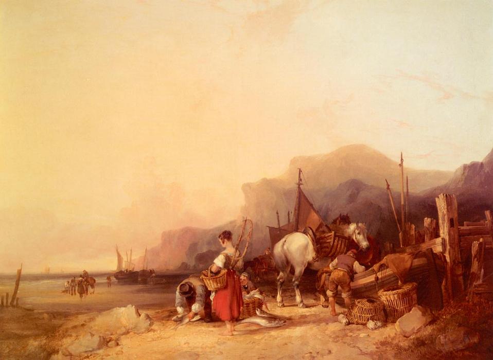 Unloading The Catch, Near Benchurch, Isle Of Wight — William Shayer Senior