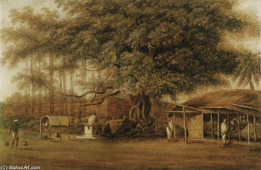 A Banyan Tree With A Watercarrier In The Foreground — George Chinnery